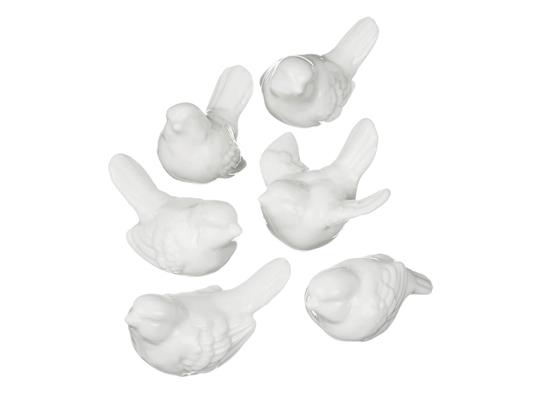 Mini White Ceramic Bird Figurine