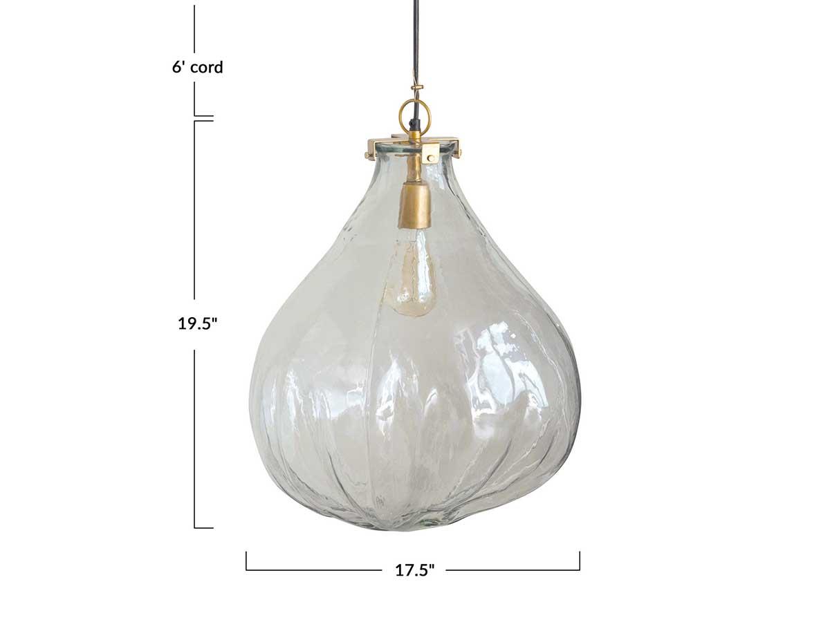 Hand-Blown Glass and Metal Pendant Lamp, Large