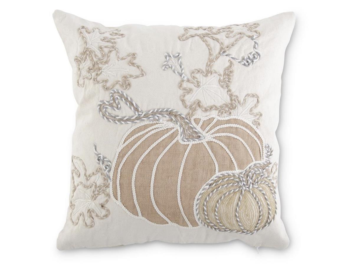 White Pumpkin Embroidered Pillow