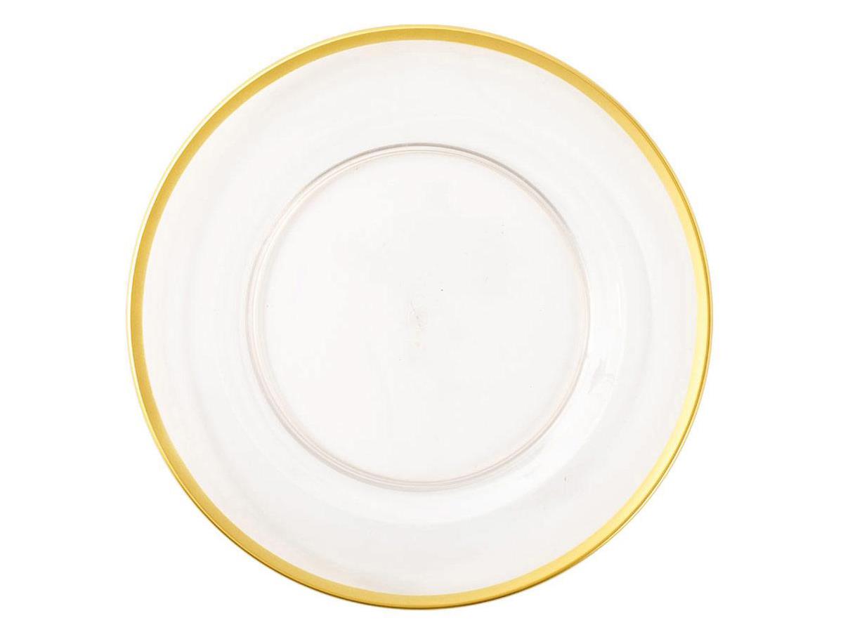 Acrylic Plate Charger in Clear with Gold Rim