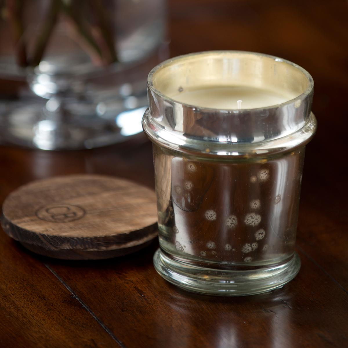 Mercury Glass Candle with Lid, 