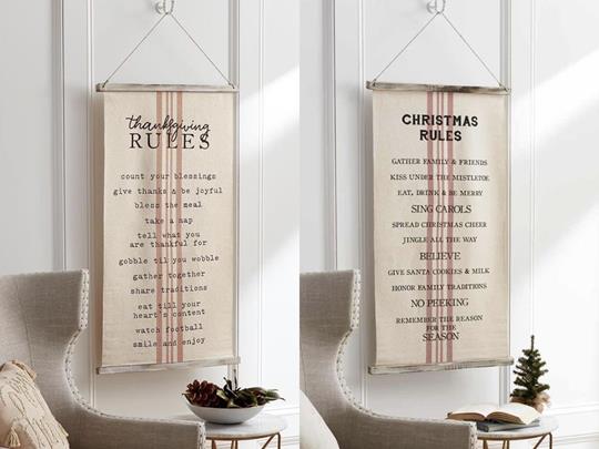 Holiday Rules Fabric Hanger